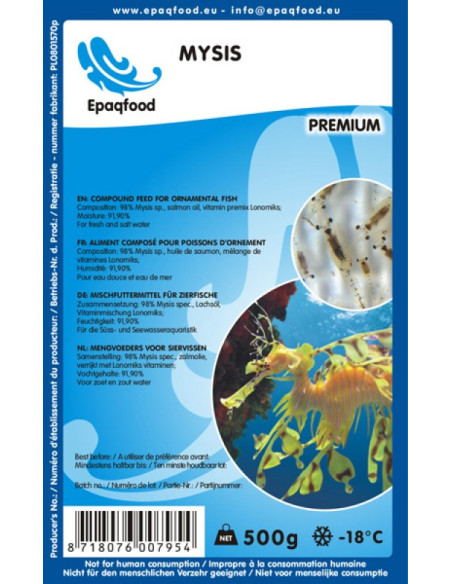MYSIS - Blister de nourriture surgelée pour poissons 500 g