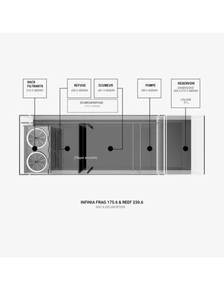 Infinia Reef 230.6 Noir WATERBOX - Aquarium Récifal 630 L