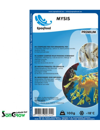 MYSIS - Blister de nourriture surgelée pour poissons 100 g